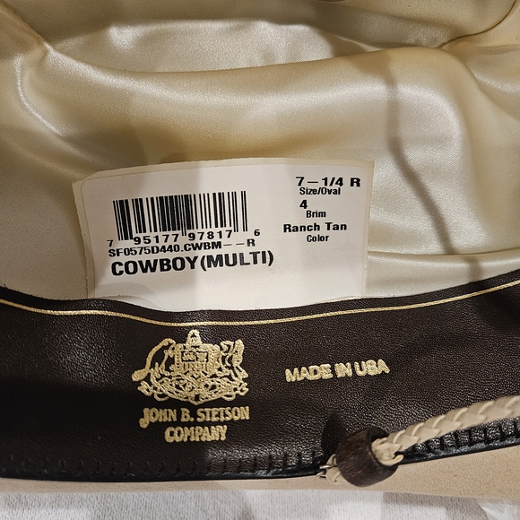 Stetson Retired Ranch Tan Western Cowboy Hat Size 7 1/4 XXXXX SF0575D440 - Picture 3 of 11